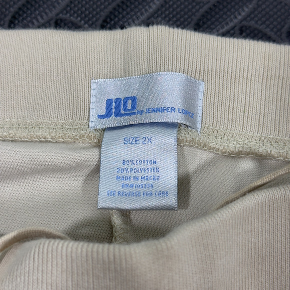 JLO Jennifer Lopez Sweatpants Women's 2X Ivory Wide Leg Quartz Side Piped Lounge - Picture 4 of 8